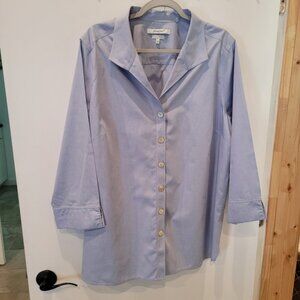 Foxcroft NYC Heritage Non Iron size 20W blue  100% cotton ladies blouse shirt